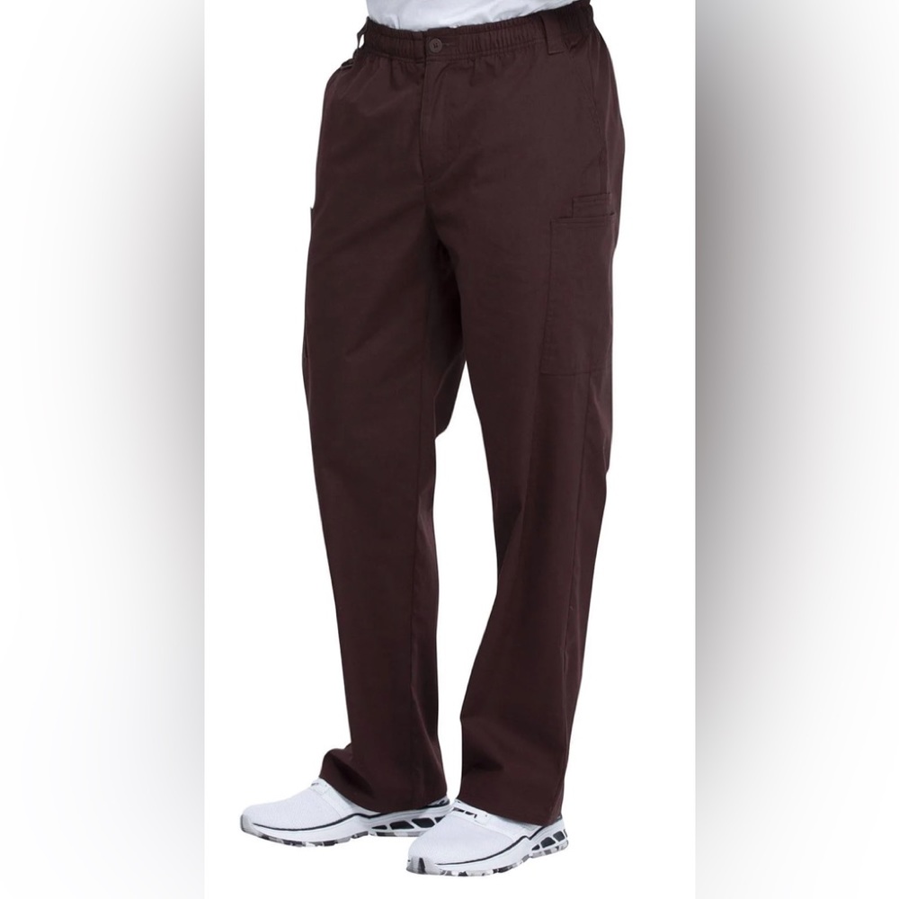 Dickies Men's Zip Fly Pull-on Medical Scrubs Pants, Espresso, Large NEW!